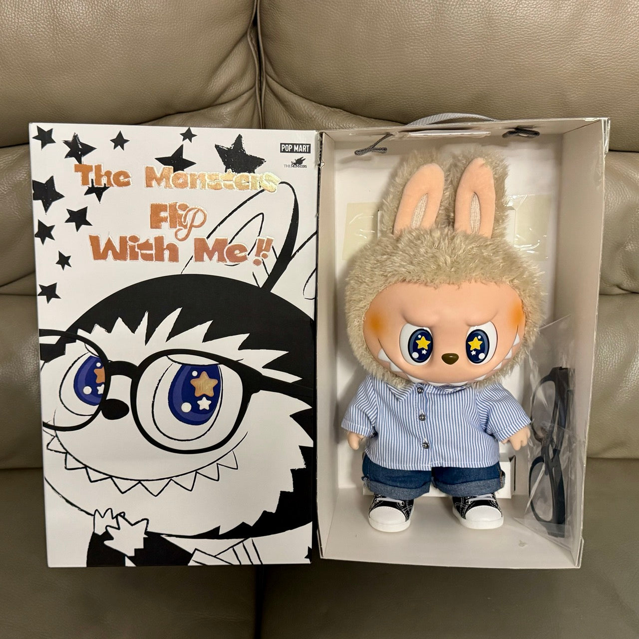 Authentic Labubu Flip with me 40cm The Monsters Popmart Vinyl Plush Doll