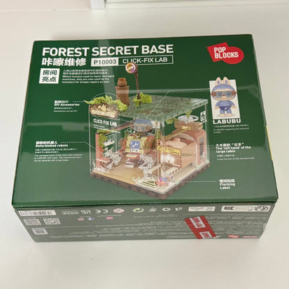 Auténticos bloques de la base secreta del bosque de los monstruos de Popmart Labubu - Click-Fix Lab