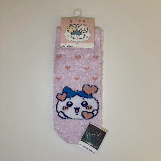 Chiikawa Authentic Mascot Cozy Sneaker Socks -  Hachiware Pink